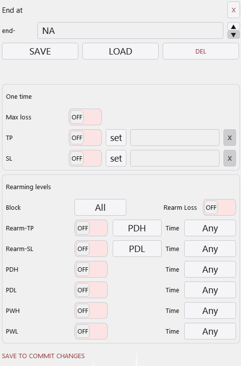 Меню END AT в Lazy Trader
