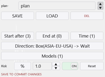 Trading Plan menu in Lazy Trader