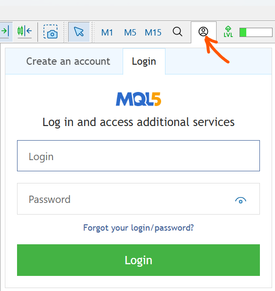 Вход в аккаунт MQL5 в MetaTrader 5